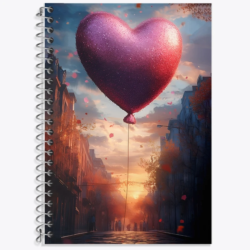 دفتر زبان 50 برگ خندالو مدل سه خط طرح بادکنک قلبی کد F11624