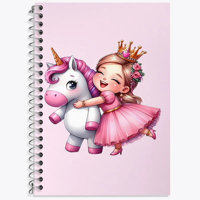 دفتر زبان دوخط 50 برگ خندالو طرح دختر و اسب تک شاخ کد F3192