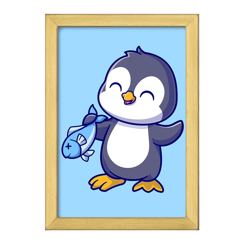 تابلو خندالو طرح  حیوانات بامزه پنگوئن کد 25437