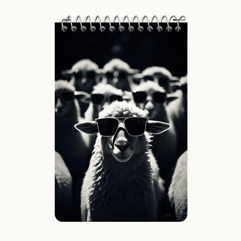 دفتر یادداشت 50 برگ خندالو طرح دسته ی گوسفندان کد F10046