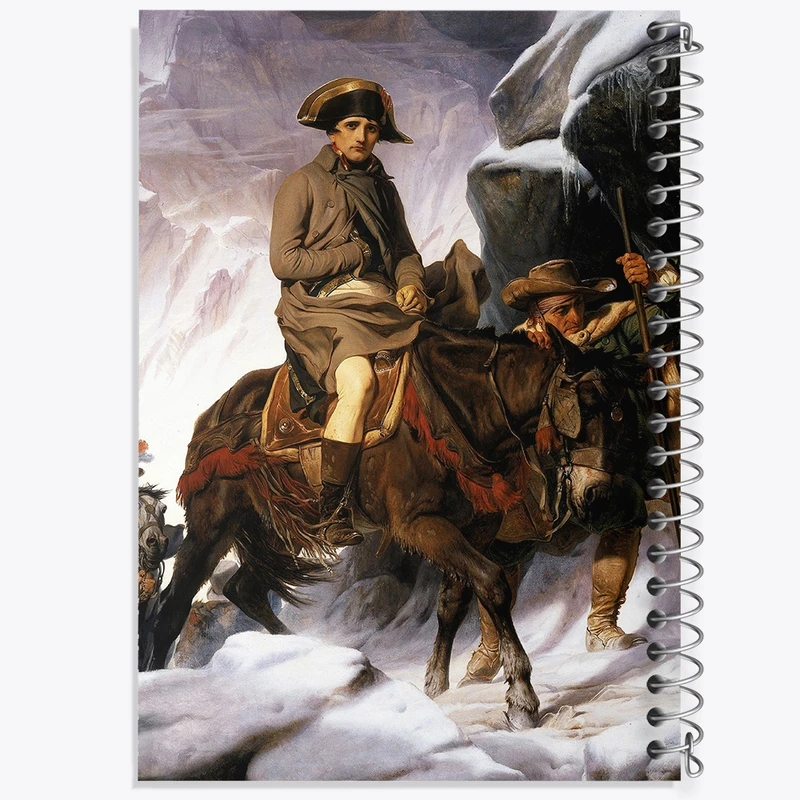 دفتر شطرنجی 50 برگ خندالو طرح نقاشی عبور ناپلئون از آلپ اثر پل دلاروش کد F12127