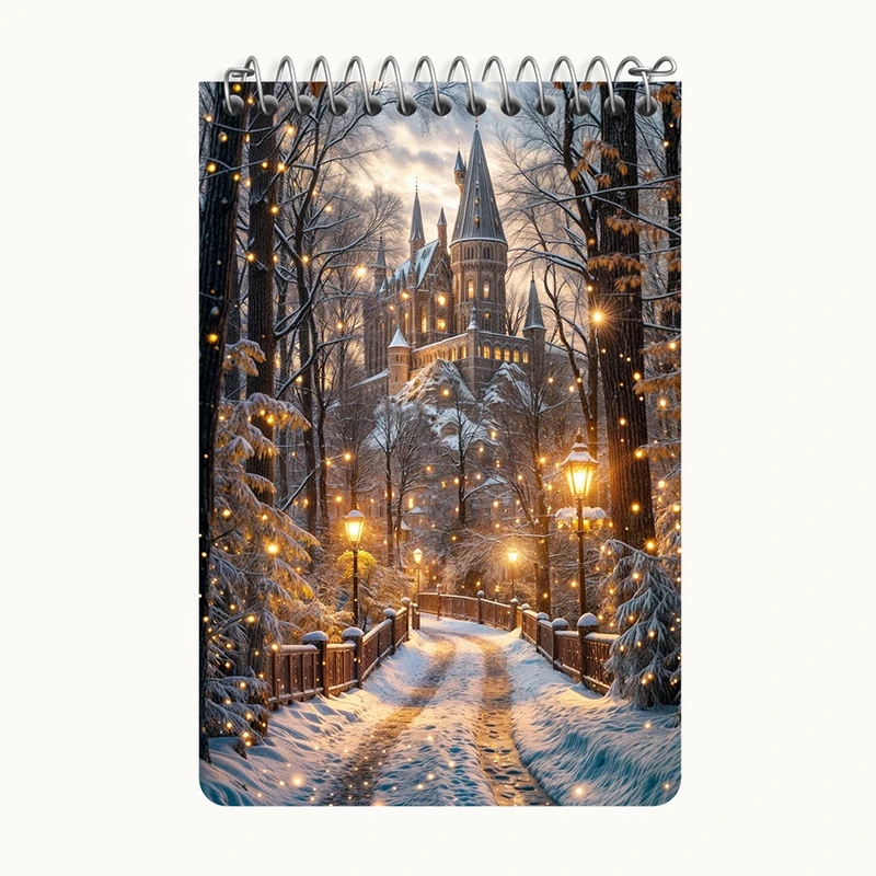 دفتر یادداشت 50 برگ خندالو طرح منظره ی برفی کد F7355