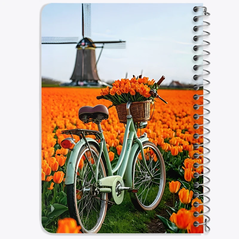 دفتر یادداشت 50 برگ خندالو طرح دوچرخه و مزرعه گل کد F11518