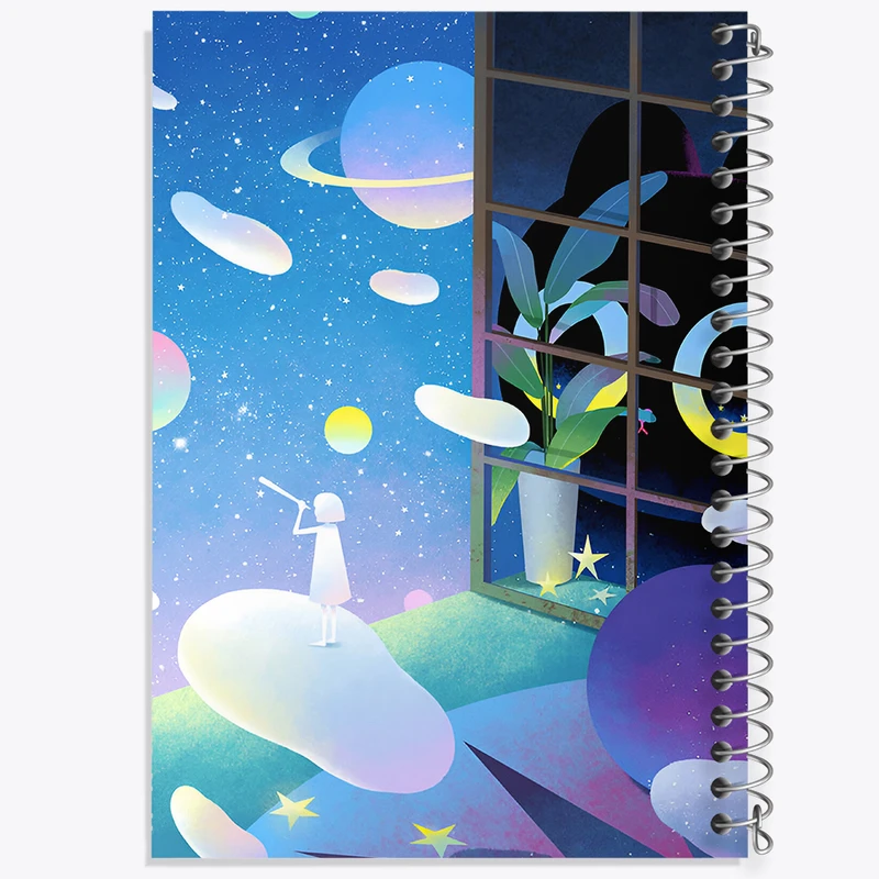 دفتر مشق 50 برگ خندالو طرح دختر و گربه کد N6587