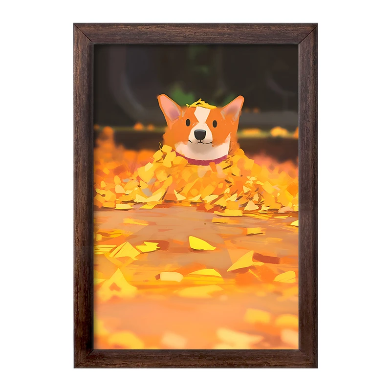 تابلو خندالو طرح سگ و پاییز کد F10617