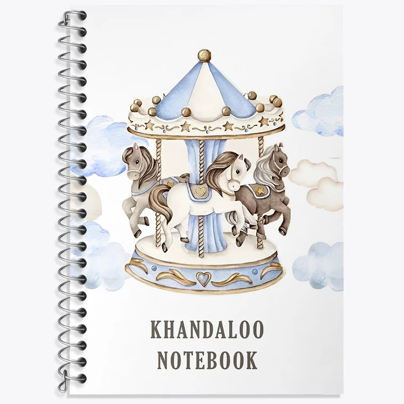 دفتر زبان 50 برگ خندالو مدل سه خط طرح چرخ و فلک اسب بامزه کد N8492