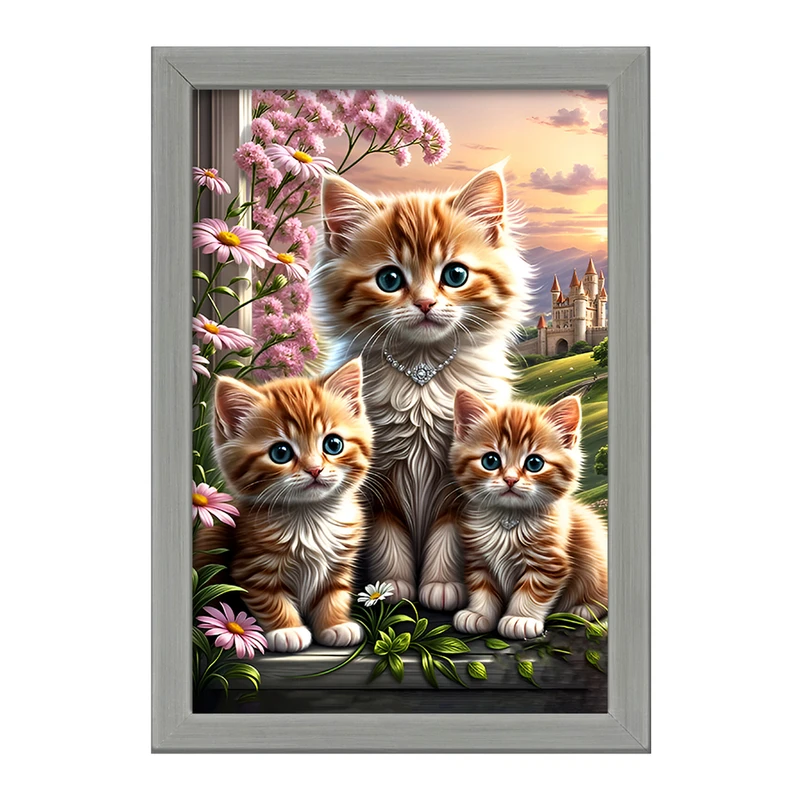 تابلو خندالو طرح خانواده ی گربه ای کد F6751