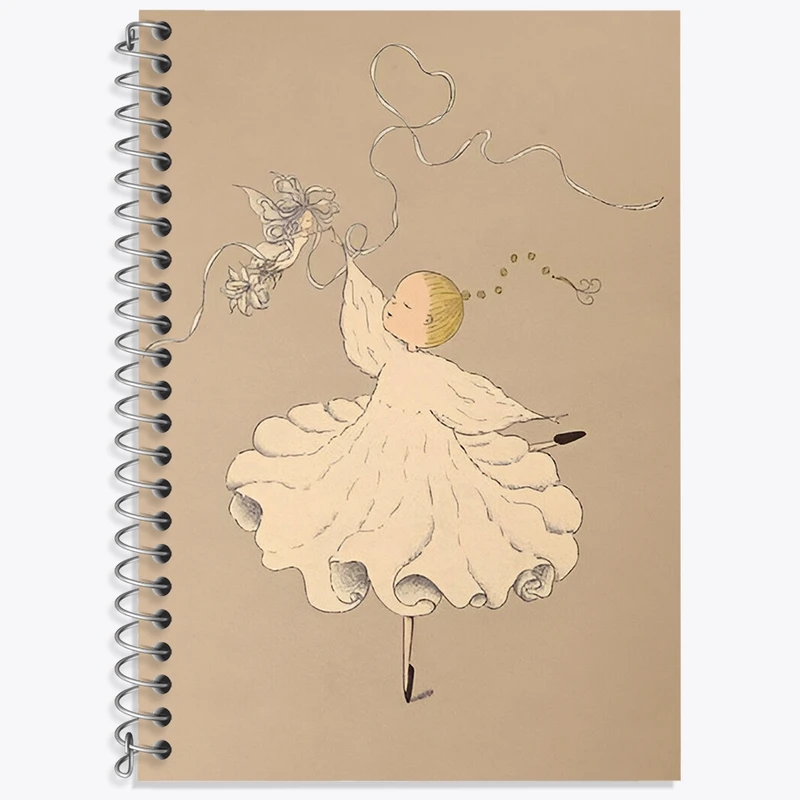 دفتر زبان 50 برگ خندالو مدل سه خط طرح باله  دختر کوچولو کد N8476