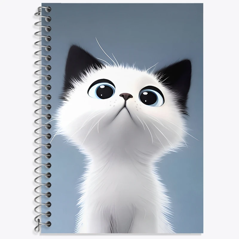 دفتر زبان 50 برگ خندالو مدل سه خط طرح گربه (Cat) کد F4884