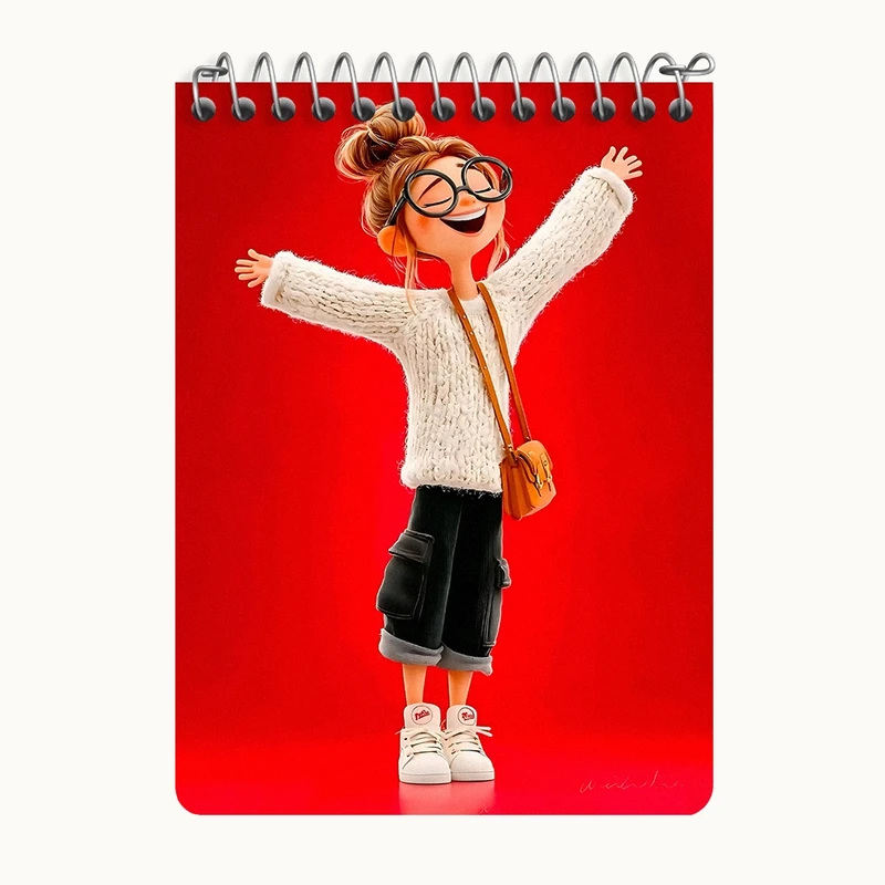 دفتر یادداشت 50 برگ خندالو طرح دخترانه بامزه کد N8370