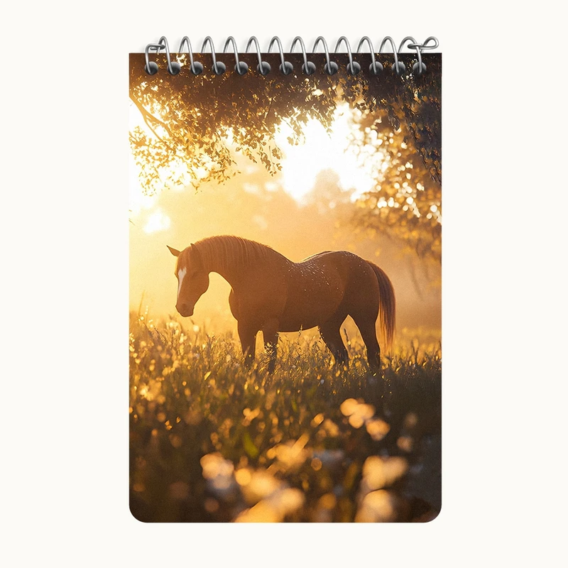 دفتر یادداشت 50 برگ خندالو طرح منظره غروب و اسب کد F14378
