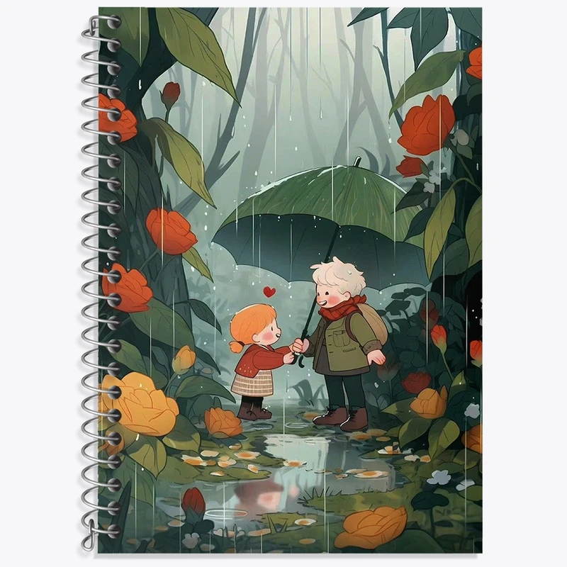 دفتر زبان 50 برگ خندالو مدل سه خط طرح عاشقانه (Lovely) کد N7428