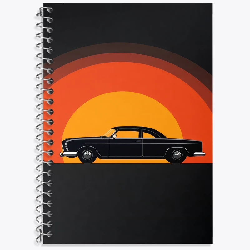 دفتر زبان 50 برگ خندالو مدل سه خط طرح ماشین کلاسیک کد F3032