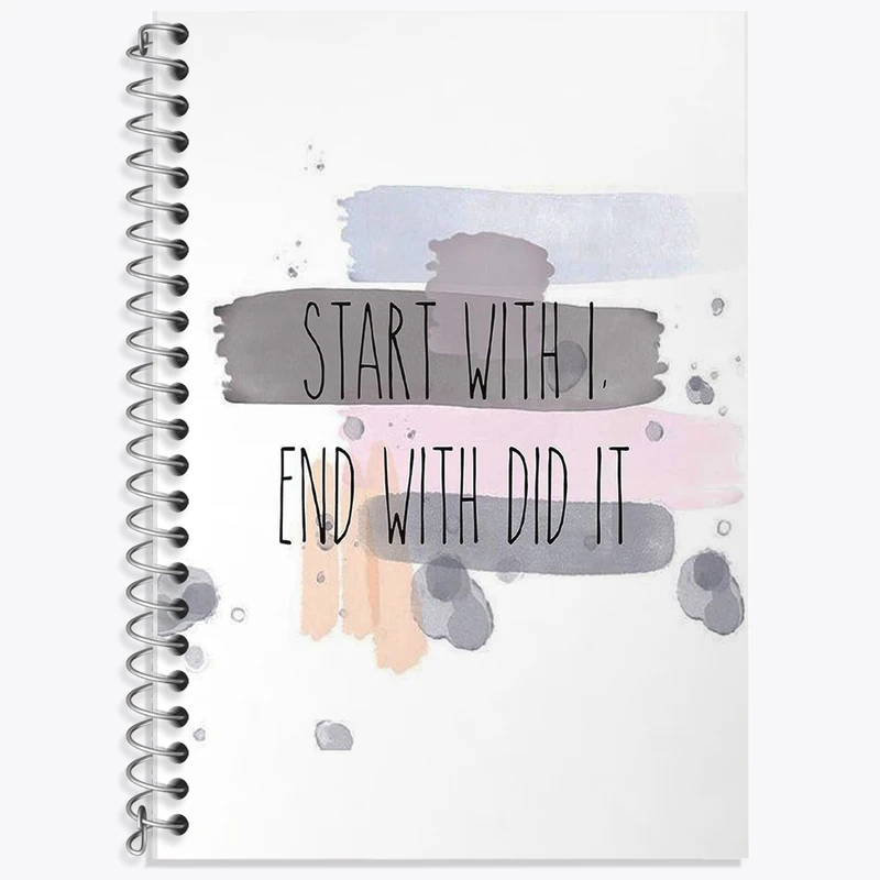 دفتر زبان 50 برگ خندالو مدل سه خط طرح Start With I End With Did It کد F11503