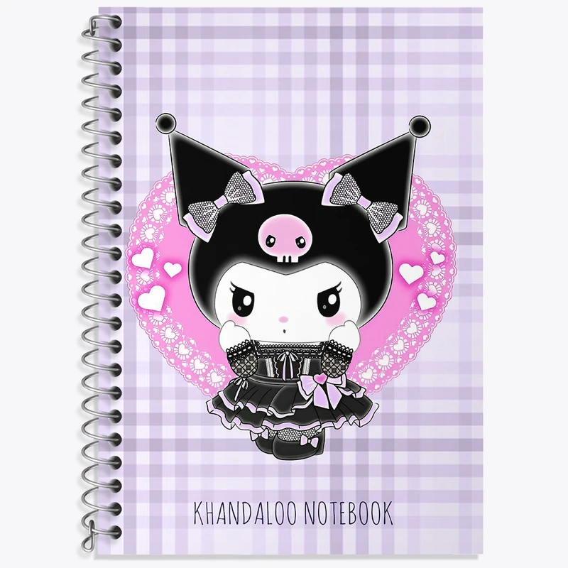 دفتر زبان 50 برگ خندالو مدل دو خط طرح کرومی (Kuromi) کد N8972