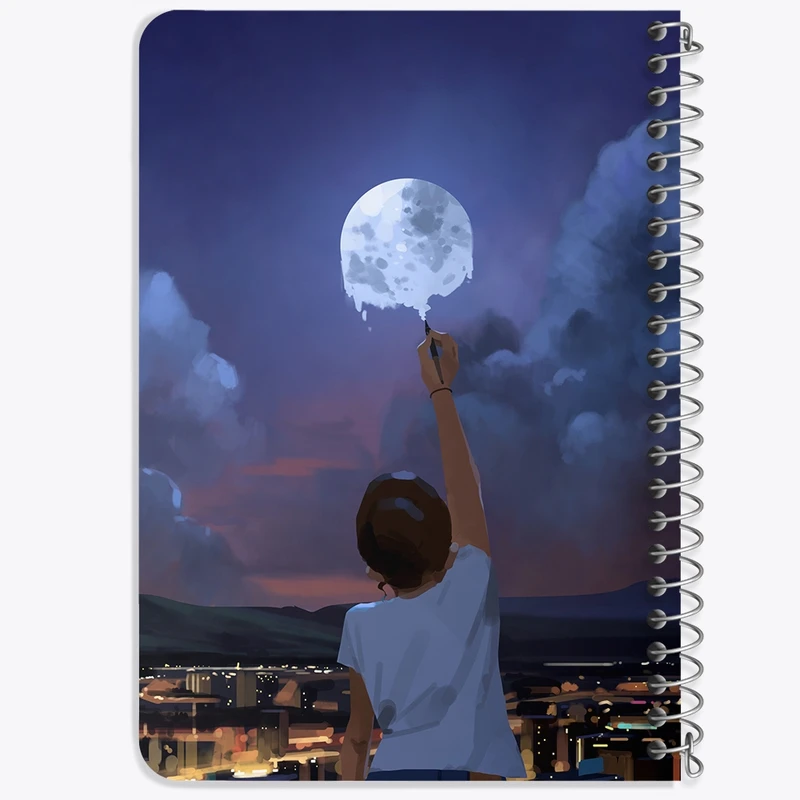 دفتر یادداشت 50 برگ خندالو طرح دختر و ماه کد F574