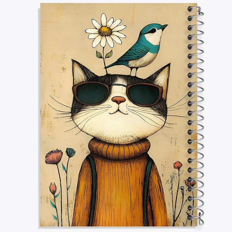 دفتر نقاشی 50 برگ خندالو طرح گربه و پرنده کد F12698