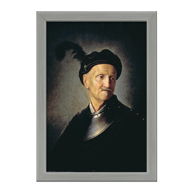 تابلو خندالو طرح نقاشی مرد زره پوش اثر رامبراند کد F12189