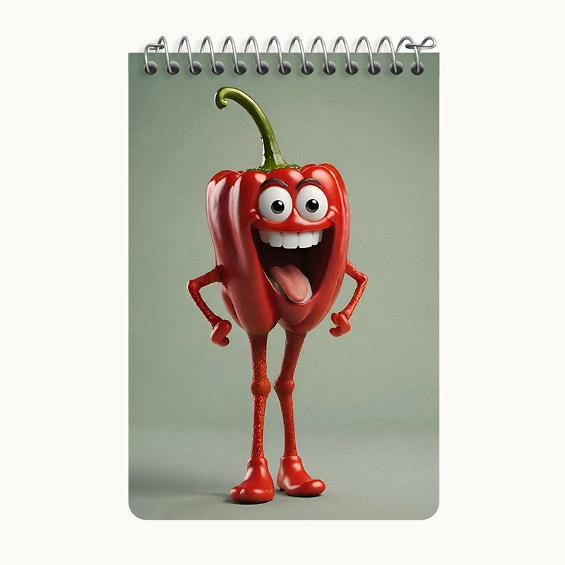 دفتر یادداشت 50 برگ خندالو طرح فلفل دلمه ای بامزه کد F8619