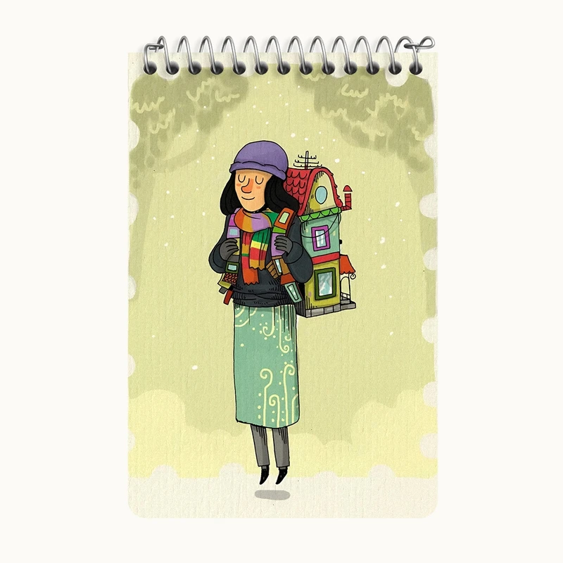 دفتر یادداشت 50 برگ خندالو طرح دختر جهانگرد کد F8388