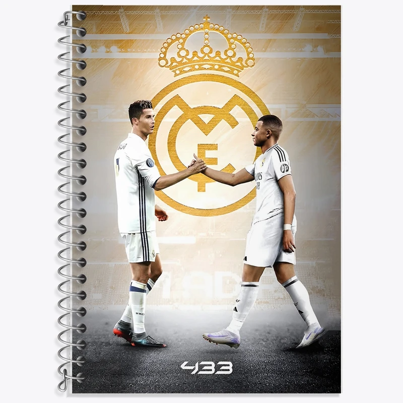 دفتر زبان 50 برگ خندالو مدل سه خط طرح کریستیانو رونالدو و امباپه کد F14267