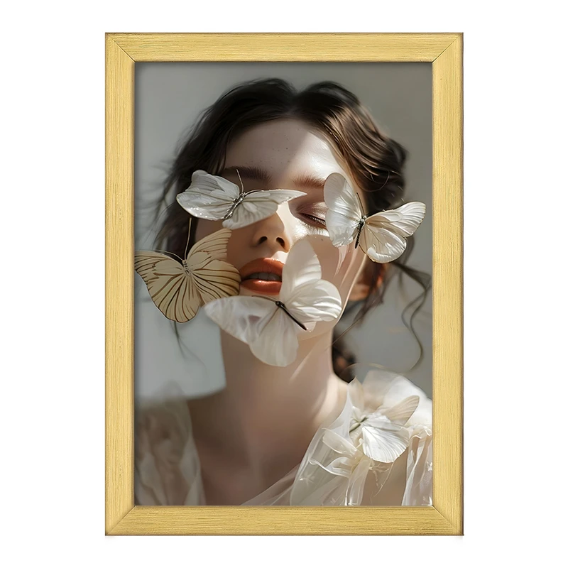 تابلو خندالو طرح دختر و پروانه سفید کد F10705