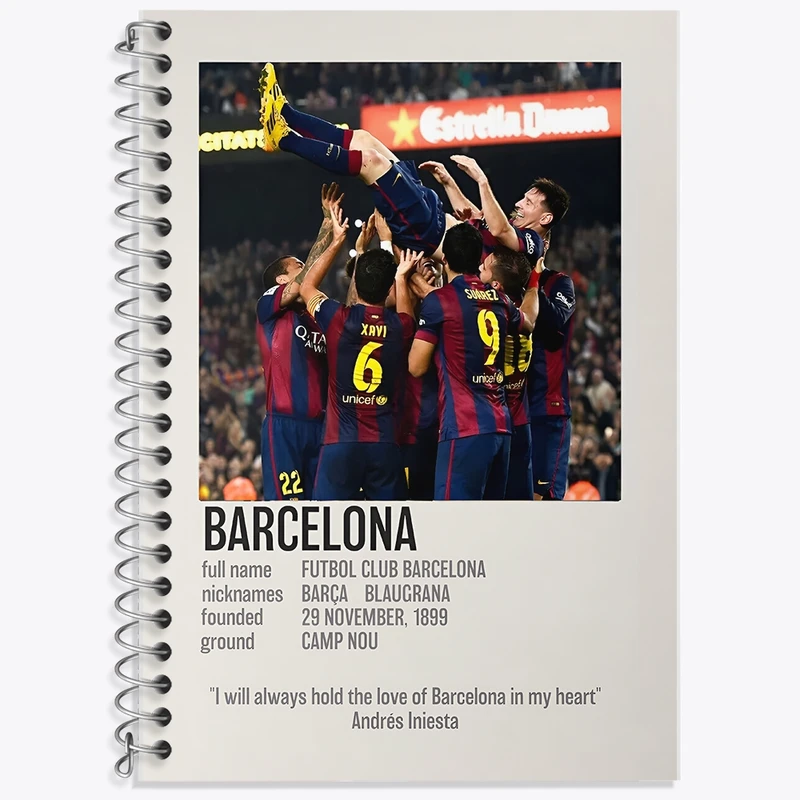 دفتر زبان 50 برگ خندالو مدل سه خط طرح بارسلونا (Barcelona) کد F13467