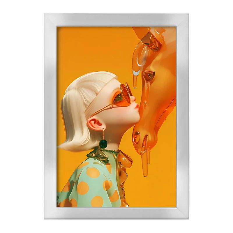 تابلو خندالو طرح دختر و اسب شیشه ای کد F10535