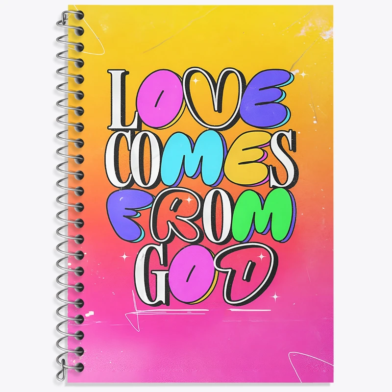 دفتر زبان 50 برگ خندالو مدل دو خط طرح Love Comes From God کد F4945