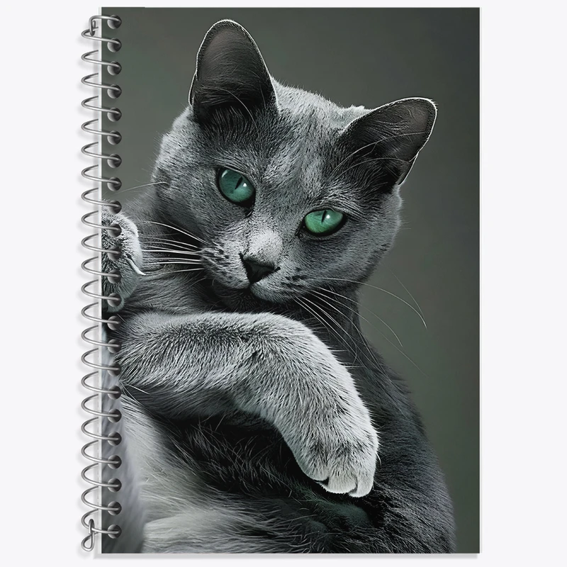 دفتر زبان 50 برگ خندالو مدل دو خط طرح گربه کد F8736