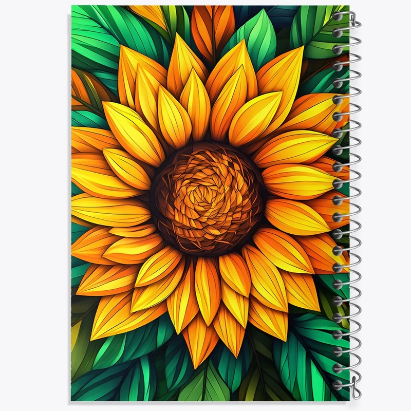 دفتر ژورنال نویسی 50 برگ خندالو مدل نقطه ای طرح گل آفتابگردان کد F9020