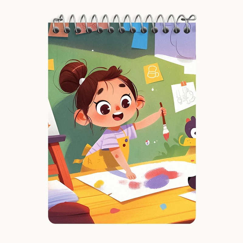 دفتر یادداشت 50 برگ خندالو طرح دختر نقاش کد N7242