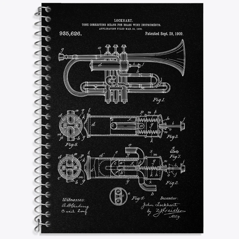 دفتر زبان 50 برگ خندالو مدل سه خط طرح ترومپت (Trumpet) کد N8097