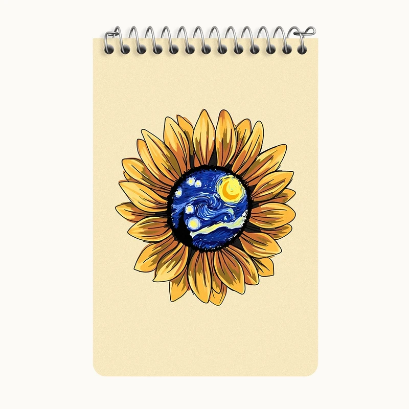 دفتر یادداشت 50 برگ خندالو طرح گل آفتابگردان ونسان ونگوگ کد F12857