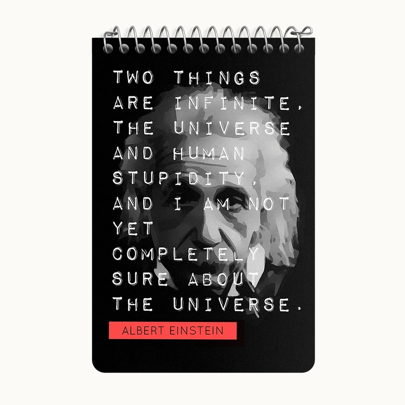 دفتر یادداشت 50 برگ خندالو طرح آلبرت اینشتین (Albert Einstein) کد F14056