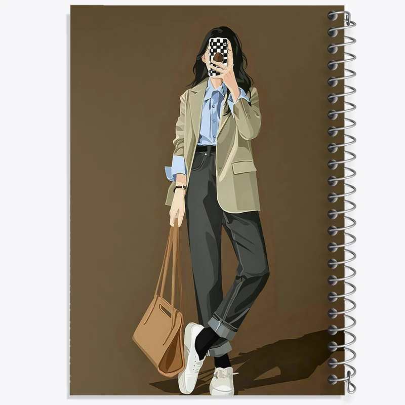 دفتر مشق 100 برگ خندالو طرح دخترانه مینیمال کد F3246