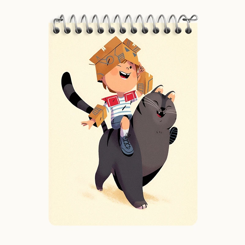 دفتر یادداشت 50 برگ خندالو طرح پسر بچه و گربه کد N6147