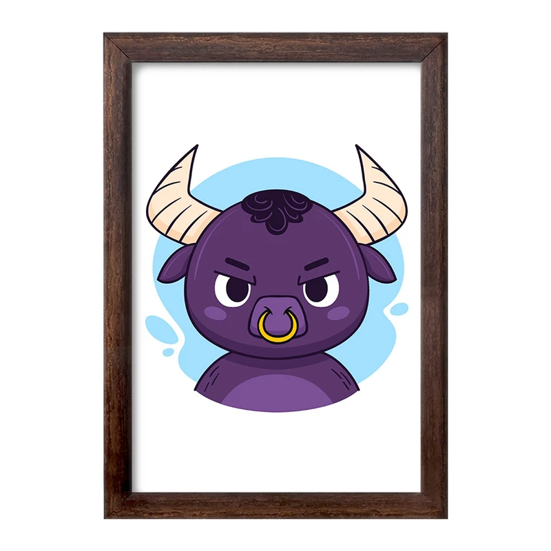 تابلو خندالو طرح گاومیش حیوانات بامزه کد 37165