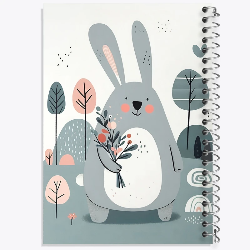 دفتر ژورنال نویسی 50 برگ خندالو مدل نقطه ای طرح خرگوش بامزه کد N6839