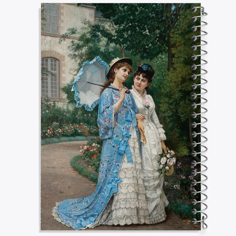 دفتر ژورنال نویسی 50 برگ خندالو مدل نقطه ای طرح نقاشی قدم زدن در باغ اثر آگوست تولموش کد F12287