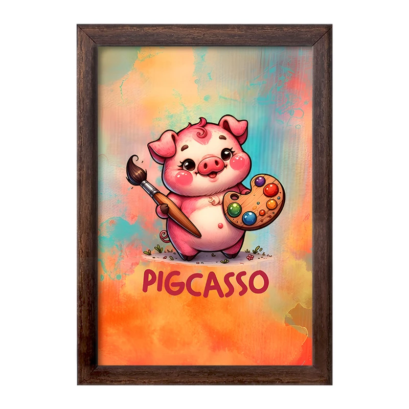 تابلو خندالو طرح خوک نقاش کد F7061