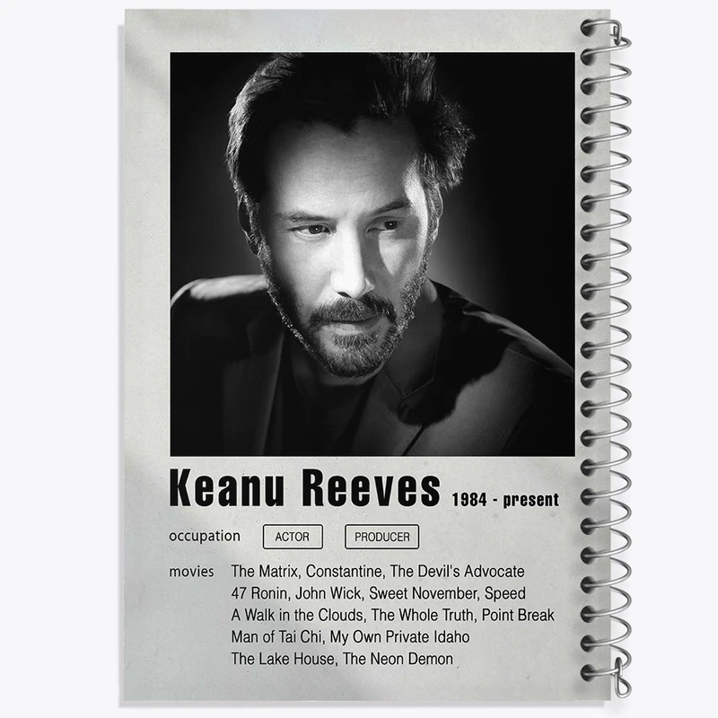 دفتر ژورنال نویسی 50 برگ خندالو مدل نقطه ای طرح کیانو ریوز (Keanu Reeves) کد F11208