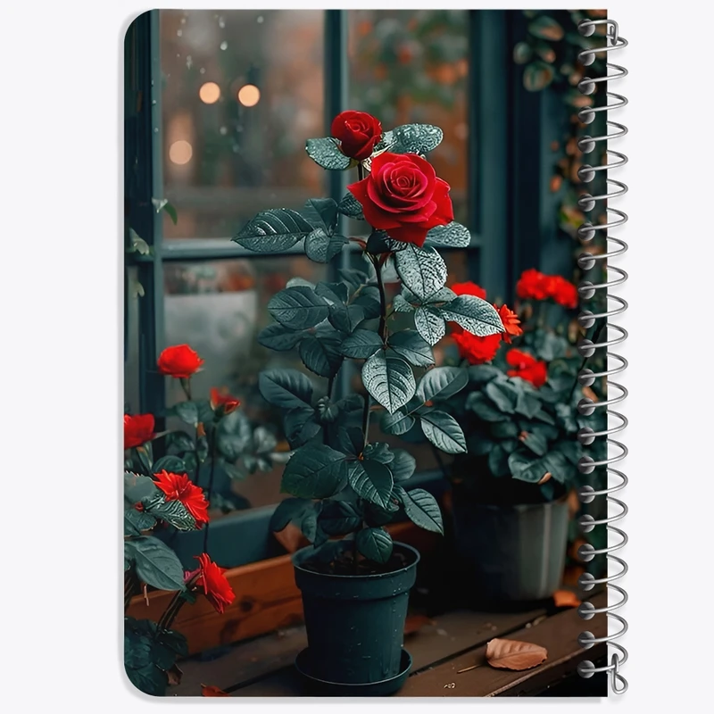 دفتر یادداشت 50 برگ خندالو طرح گلدان گل رز کد F12685