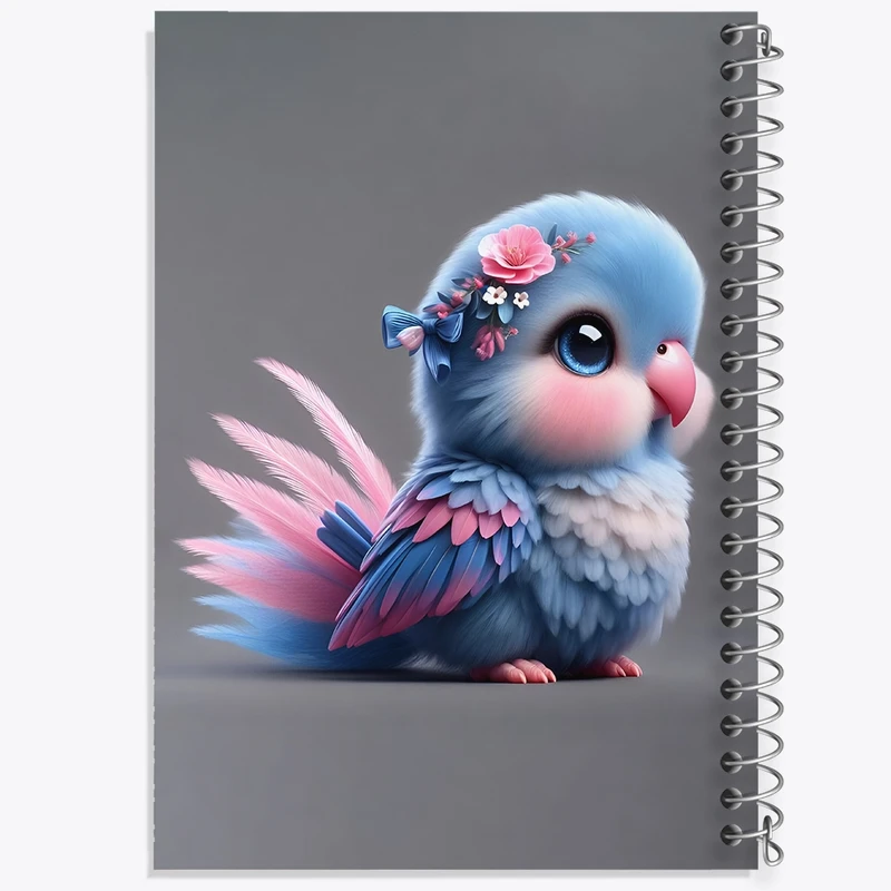 دفتر طراحی 50 برگ خندالو طرح مرغ عشق کیوت کد N4562