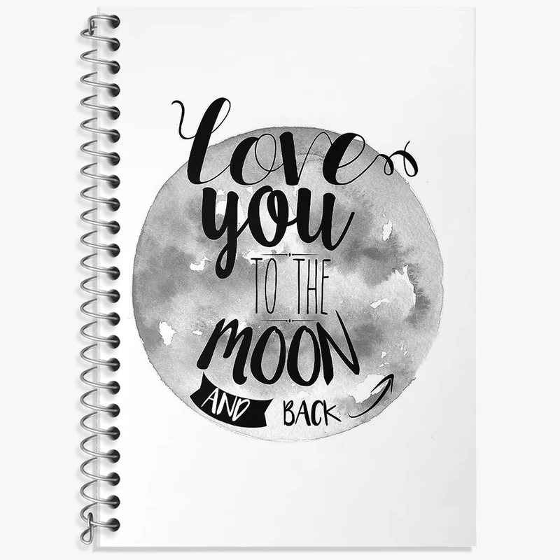 دفتر زبان 50 برگ خندالو مدل سه خط طرح Love You To The Moon کد F11537