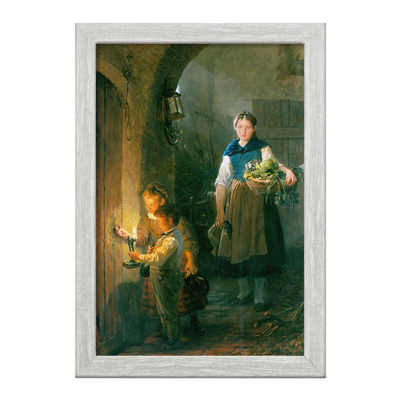 تابلو خندالو طرح نقاشی خدمتکار آشپزخانه با کودکان اثر فلیکس شلزینگر کد F12310