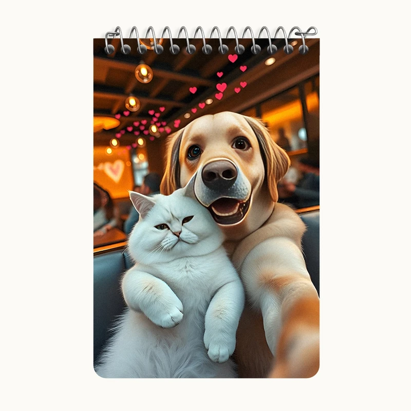 دفتر یادداشت 50 برگ خندالو طرح سگ و گربه کد F11666