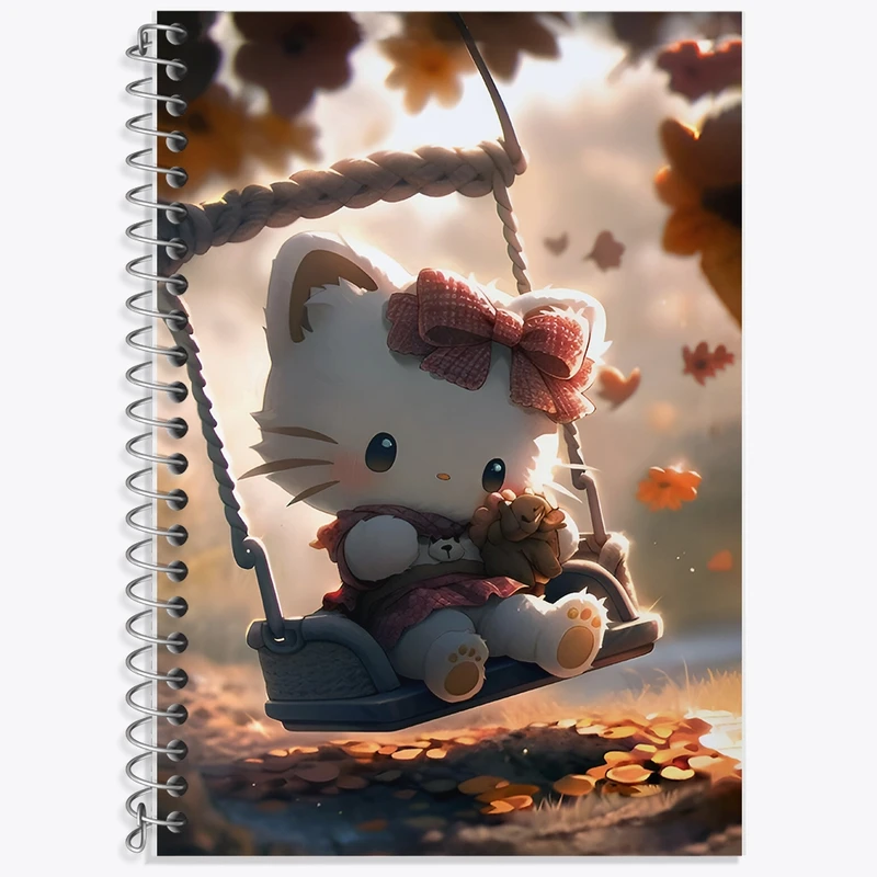 دفتر زبان 50 برگ خندالو مدل سه خط طرح هلو کیتی کد F8985