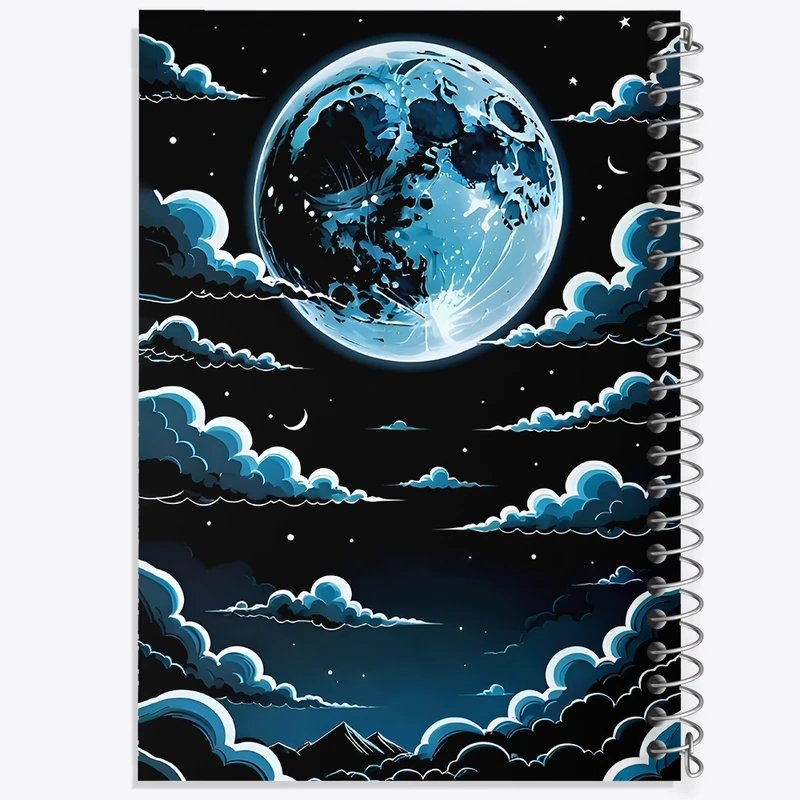 دفتر ژورنال نویسی 50 برگ خندالو مدل نقطه ای طرح آسمان و ماه کد F12877