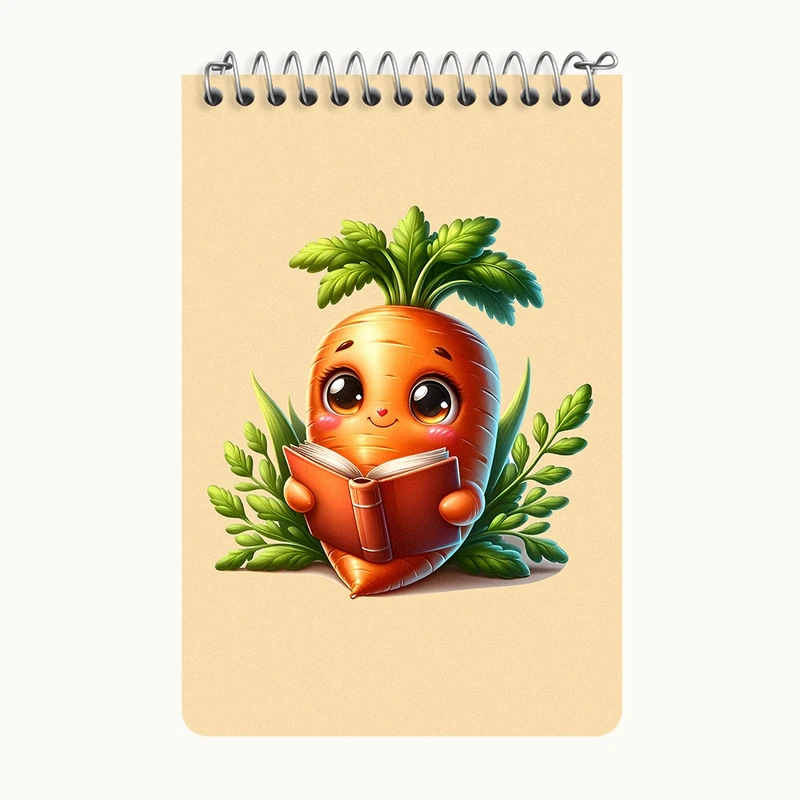 دفتر یادداشت 50 برگ خندالو طرح هویج کتابخوان کد F7537